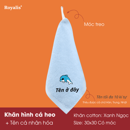 Khăn mặt 30x50 hình động vật + thêu tên