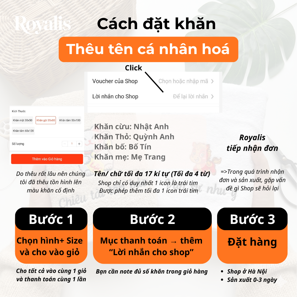 Khăn gia đình + Tên